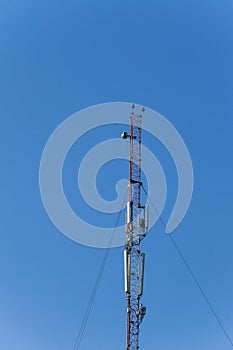 Metal tower with antennas for mobile cell phone communications