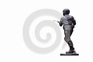 Metal toy soldier isolated on white background