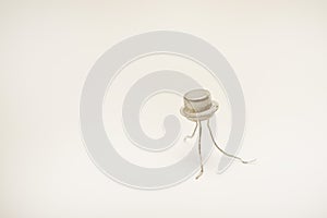 Metal transistors on a white background. A radio component with three outputs