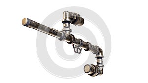 Metal tubes over white background photo