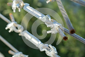 Metal turnbuckles fastening of hawser with steel rod