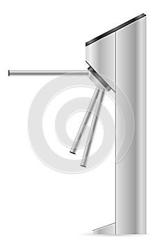 Metal turnstile to block the passage without permission or identification vector illustration