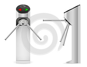 Metal turnstile to block the passage without permission or identification vector illustration