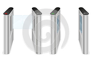 Metal turnstile to block the passage without permission or identification vector illustration