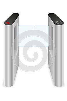 Metal turnstile to block the passage without permission or identification vector illustration