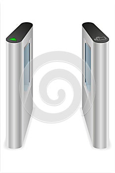 Metal turnstile to block the passage without permission or identification vector illustration