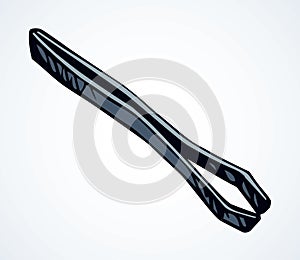 Metal tweezers. Vector drawing icon