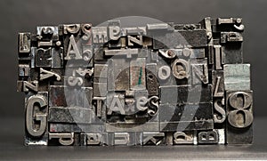 Metal Type Printing Press Typeset Taxes Typography Text Letters