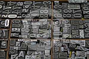 Metal typesetting letters photo