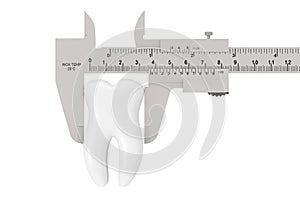 Metal Vernier Caliper with White Tooth. 3d Rendering