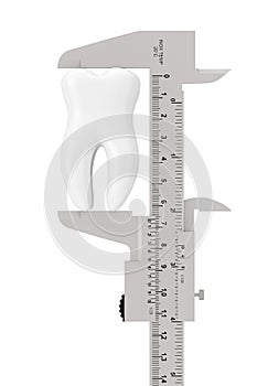 Metal Vernier Caliper with White Tooth. 3d Rendering