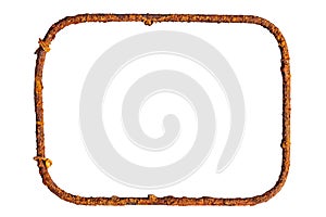 Metal and vintage rusty frame isolated on white background as a mockup or template