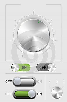 Metal volume knob, ON-OFF switch and changer
