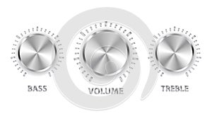 Metal volume treble bass knobs