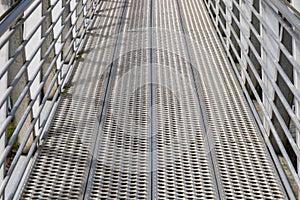 Metal walkway in a boat harbor