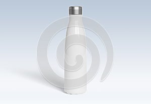 Metal water bottle mockup on white background. Sport insulated drink template