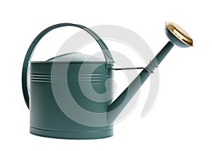 Metal watering can isolated on white. Gardening tool