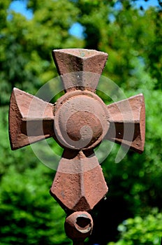 Metal weathered Orthodox Church Christian cross crucifix