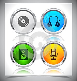 Metal web buttons. Vector eps10.