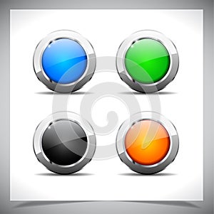 Metal web buttons. Vector eps10.