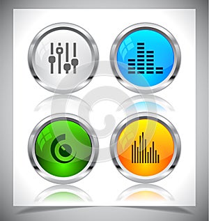 Metal web buttons. Vector eps10.