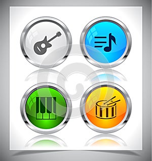 Metal web buttons. Vector eps10.