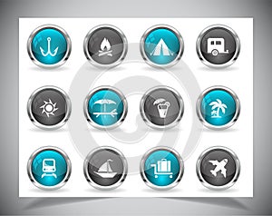 Metal web buttons. Vector eps10.