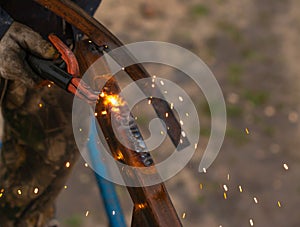 Sparks from welding work like background