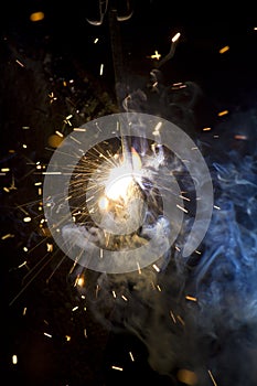 Metal welding sparks