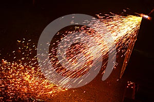 Metal welding sparks