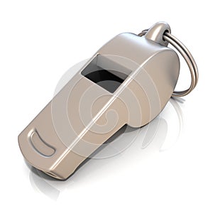 Metal whistle isolated on white background