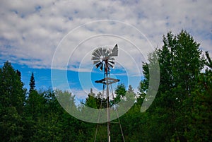 Metal Windmill Spinning in the Wind