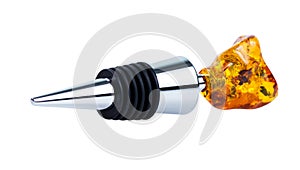 Metal Wine Stopper With Amber isolated on white Background