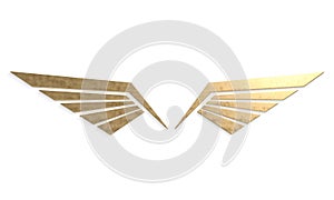 Metal wings symbol 3d rendering