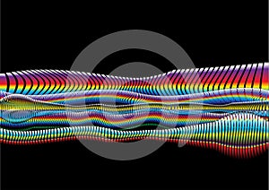 Metal wires. Rainbow music wave.
