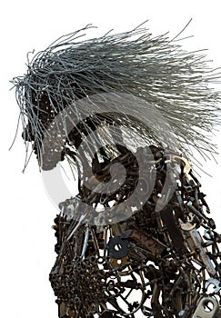 Metal woman against a white background