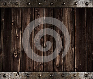 Metal and wooden medieval background photo