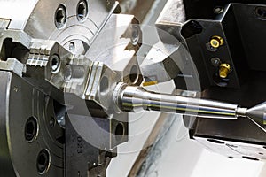 Metal work machining process by cutting tool on CNC l