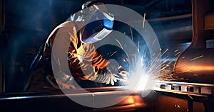 Metal worker protection welder welding safety industrial steel manufacturing factory