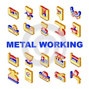 Metal Working Industry Collection Icons Set Vector