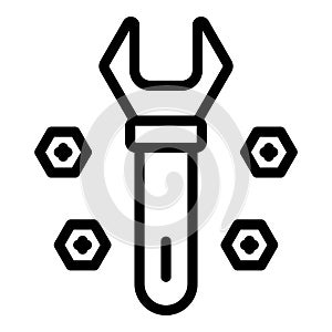 Metal wrench bolt icon, outline style