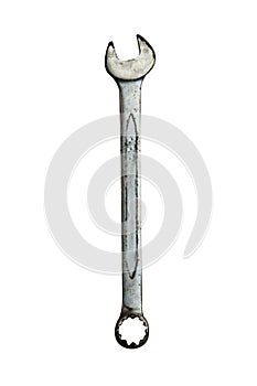 Metal wrench tool isolate on white background. photo. rust