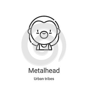 metalhead icon vector from urban tribes collection. Thin line metalhead outline icon vector illustration. Linear symbol for use on