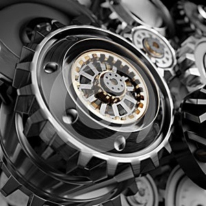Metalic Gears Set 3d render