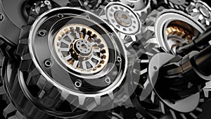 Metalic Gears Set 3d render