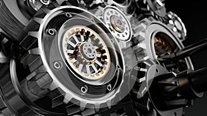 Metalic Gears Set 3d render