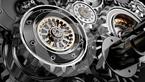 Metalic Gears Set 3d render