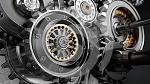 Metalic Gears Set 3d render