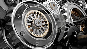 Metalic Gears Set 3d render