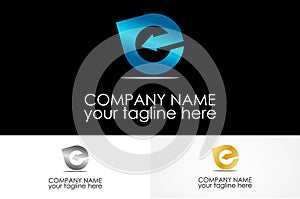 Metalic letter e logo